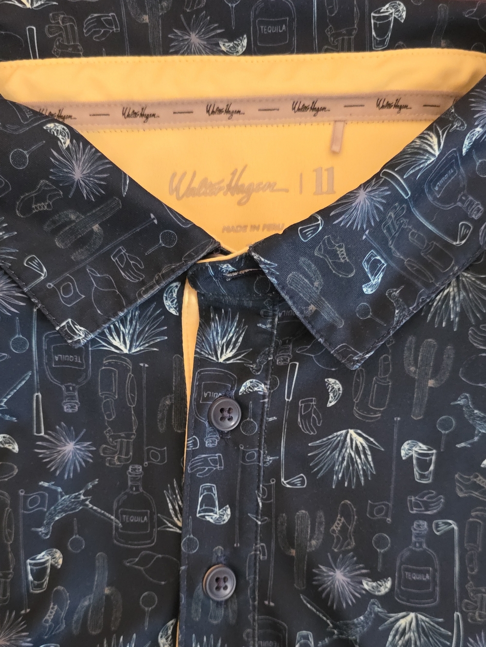 Walter Hagen Performance 11 Tequila Time Print Golf Polo - Navy Blue - XXL